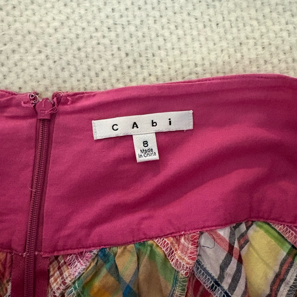 Cabi Pink Multi-Plaid Patchwork Circle Skirt - image 4